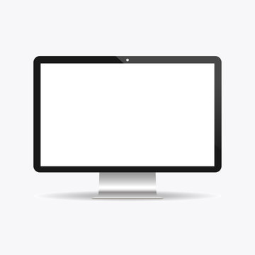 Realistic computer display on white background
