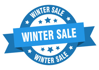 winter sale ribbon. winter sale round blue sign. winter sale