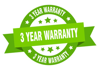 3 year warranty ribbon. 3 year warranty round green sign. 3 year warranty