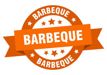 barbeque ribbon. barbeque round orange sign. barbeque