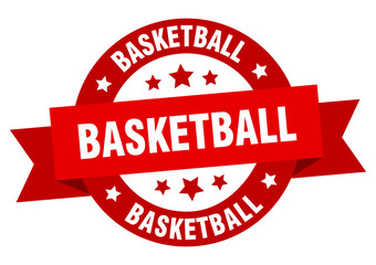 basketball ribbon. basketball round red sign. basketball