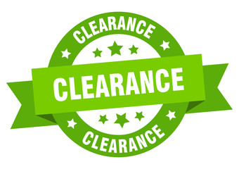 clearance ribbon. clearance round green sign. clearance
