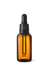 Natural organic oil blank bottle on white background