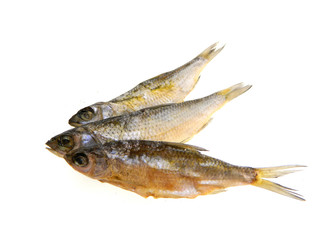 dry fish isolated on white background