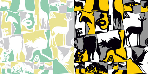 2 color seamless pattern. Animals Africa. Safari background. Wrapping paper . wallpaper designe. textile print.