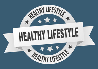 healthy lifestyle ribbon. healthy lifestyle round white sign. healthy lifestyle