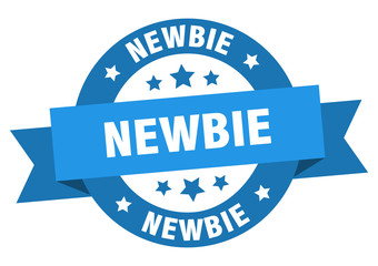 newbie ribbon. newbie round blue sign. newbie