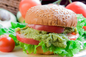 Burger with tomato and guacamole original  recipe