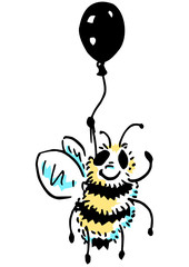 Bee with a balloon - vector illustration