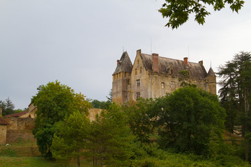Fototapeta na wymiar Monclar-sur-L’Osse, medieval castle in southwestern France France, later restored in in neo-gothic style