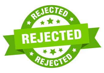 rejected ribbon. rejected round green sign. rejected