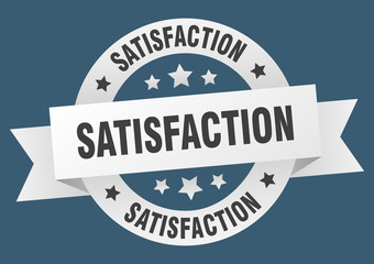 satisfaction ribbon. satisfaction round white sign. satisfaction