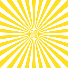 Vintage abstract template with yellow sunrays on light background. Sunlight abstract background. Starburst wallpaper. Retro bright backdrop.