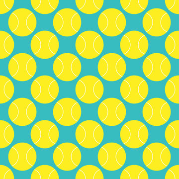 vector tennis ball seamless pattern. Sport theme with balls. Endless texture can be used for wrapper, cover, package, pattern fills, surface textures.