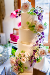Modern wedding cake design on display wedding