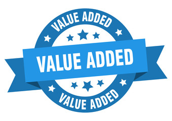 value added ribbon. value added round blue sign. value added