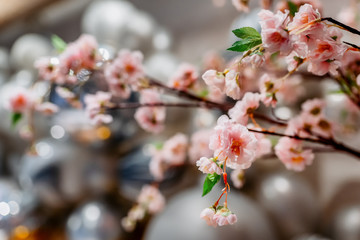 Wedding ceremony decorated with pink white flowers
