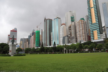 Pelouse d'un parc à Hong Kong