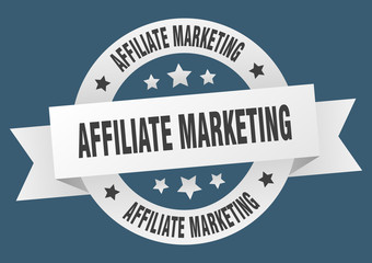 affiliate marketing ribbon. affiliate marketing round white sign. affiliate marketing