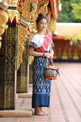 Phu Thai Dress : young teen asian wear thai traditional dress.