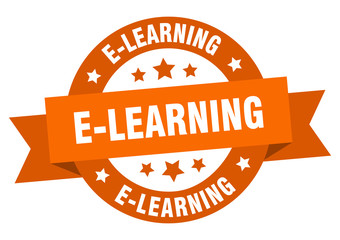 e-learning ribbon. e-learning round orange sign. e-learning