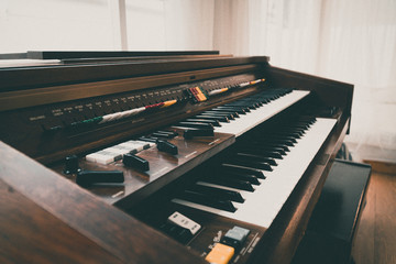 Classic piano in old vintage style.