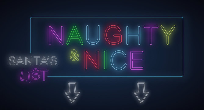 Naughty and nice, santa's list neon for kids