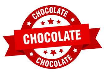 chocolate ribbon. chocolate round red sign. chocolate