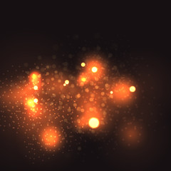 Golden particles. Glowing yellow bokeh circles abstract gold luxury background