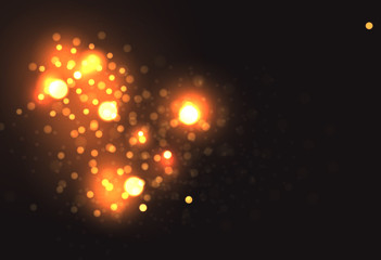 Golden particles. Glowing yellow bokeh circles abstract gold luxury background