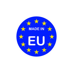 Made in EU ( European Union ) label with Europe flag stars. 