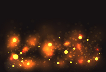 Golden particles. Glowing yellow bokeh circles abstract gold luxury background
