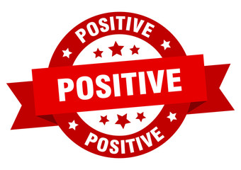 positive ribbon. positive round red sign. positive