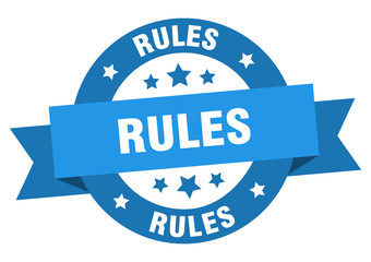 rules ribbon. rules round blue sign. rules