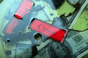 Financial crisis.The world of money is devalues.Financial bomb explodes.Dollar and Euro decrease....