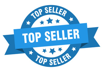 top seller ribbon. top seller round blue sign. top seller