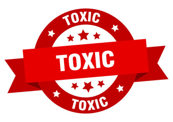 toxic ribbon. toxic round red sign. toxic