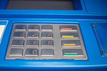 Close up ATM number keypad