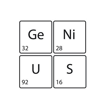 Genius, periodic table, text, vecctor illustration