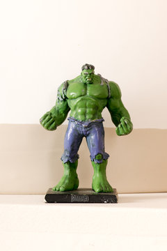 Toy Hulk model from low angle