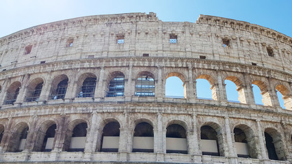 Obraz premium Colosseum in Rome, Italy, Architecture and landmark. Rome Colosseum is one of the main and famous attractions of Rome. Postcard of Rome.