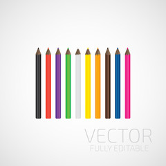 Set of color pencils in vector.
