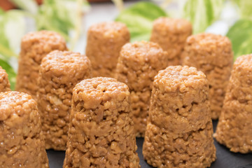 anthill cake close-up on a background of green