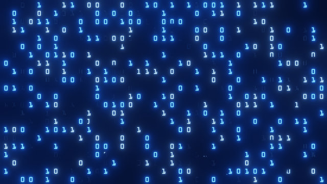 Abstract digital binary code background, 3D rendering