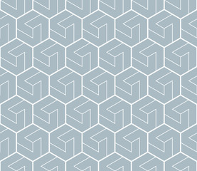 Abstract geometric pattern with stripes, lines. Seamless vector background. White and blue ornament. Simple lattice graphic design