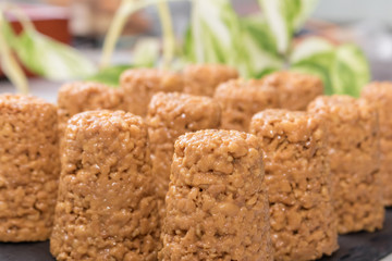 anthill cake close-up on a background of green