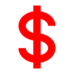 Obraz premium Dollar currency sign symbol - red simple, isolated - vector