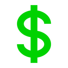 Dollar currency sign symbol - green simple, isolated - vector