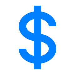 Dollar currency sign symbol - blue simple, isolated - vector