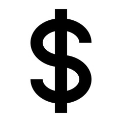 Dollar currency sign symbol - black simple, isolated - vector